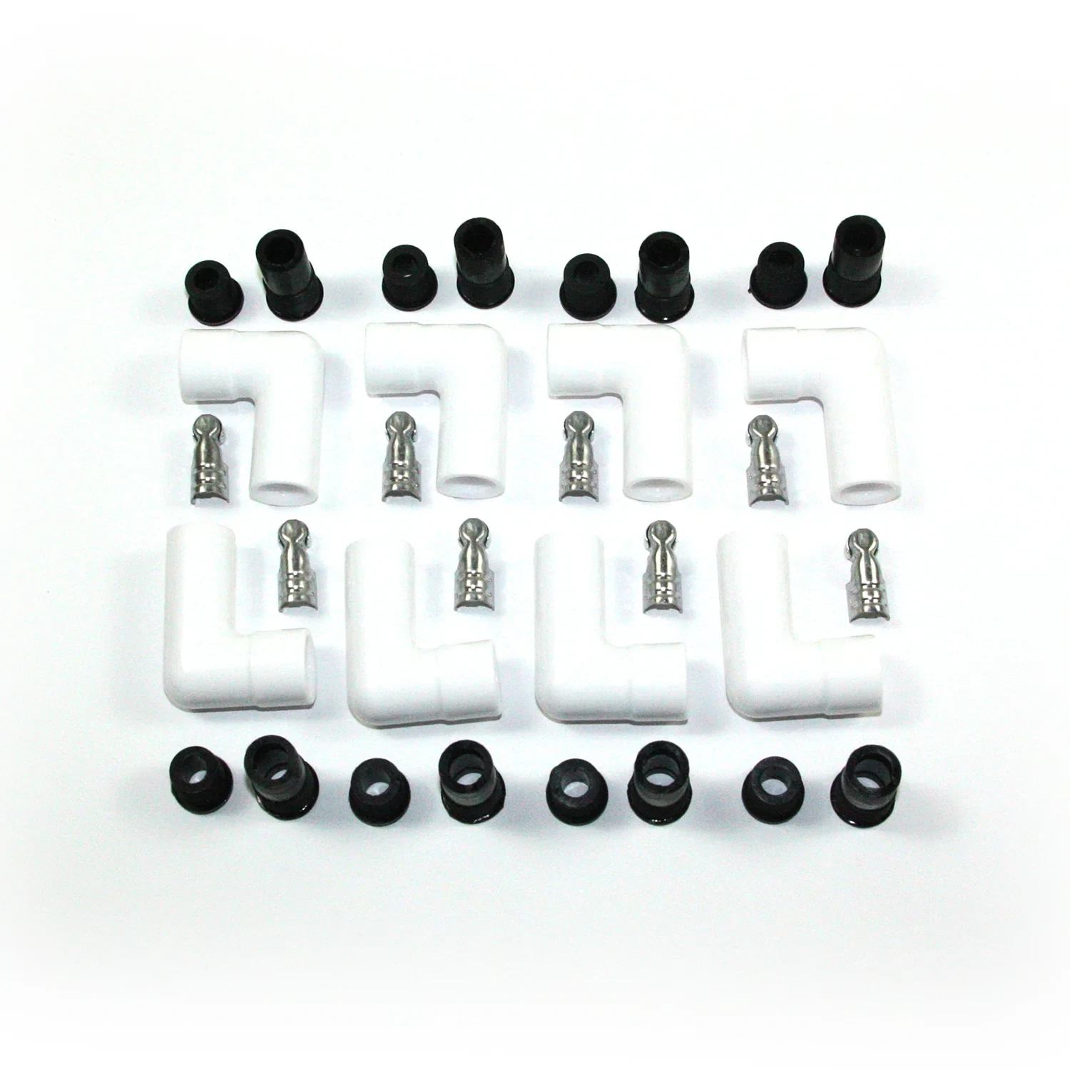 8501Ht-8 White Ceramic Spark Plug Boot 90 Degree Set Of 8 Black 8mm